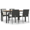 Ensemble à manger de jardin coussins 5pcs Noir Résine tressée 569714569714