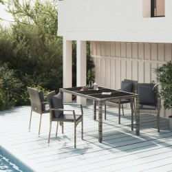 Ensemble à manger de jardin 5 pcs coussins gris résine tressée 569717569717