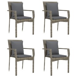 Ensemble à manger de jardin 5 pcs coussins gris résine tressée 569717569717