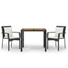 Ensemble à manger de jardin avec coussins 3 pcs Noir 569718569718