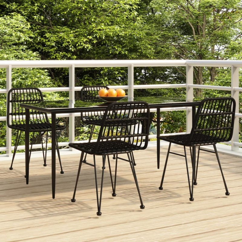 Ensemble à manger de jardin 5 pcs Noir Résine tressée 569719569719