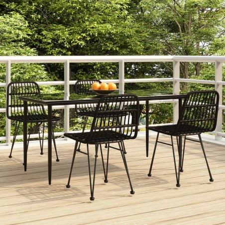 Ensemble à manger de jardin 5 pcs Noir Résine tressée 569719569719