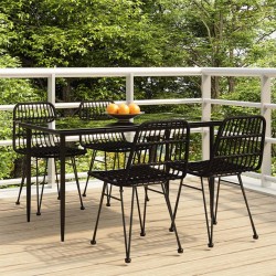 Ensemble à manger de jardin 5 pcs Noir Résine tressée 569720569720