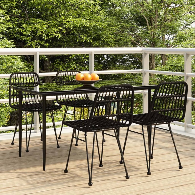 Ensemble à manger de jardin 5 pcs Noir Résine tressée 569720569720