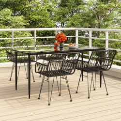 Ensemble à manger de jardin 5 pcs Noir Résine tressée 569721569721