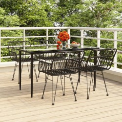 Ensemble à manger de jardin 5 pcs Noir Résine tressée 569722569722