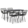 Ensemble à manger de jardin 5 pcs Noir Résine tressée 569722569722