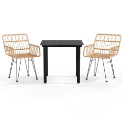 Ensemble à manger de jardin 3 pcs Résine tressée 569724569724