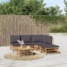 Salon de jardin 6 pcs avec coussins gris foncé bambou 569727569727