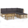 Salon de jardin 6 pcs avec coussins gris foncé bambou 569727569727