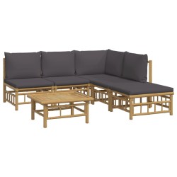 Salon de jardin 6 pcs avec coussins gris foncé bambou 569727569727