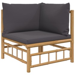 Salon de jardin 6 pcs avec coussins gris foncé bambou 569727569727