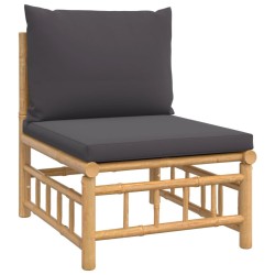 Salon de jardin 6 pcs avec coussins gris foncé bambou 569727569727