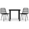 Ensemble à manger de jardin 3 pcs Noir Résine tressée 569728569728