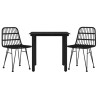 Ensemble à manger de jardin 3 pcs Noir Résine tressée 569728569728