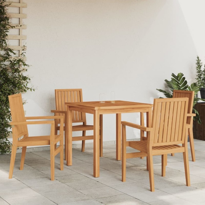 Chaises de jardin empilables lot de 4 56,5x57,5x91 cm bois teck 569729569729