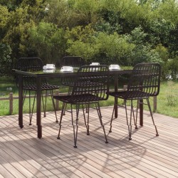 Ensemble à manger de jardin 5 pcs Noir Résine tressée 569730569730