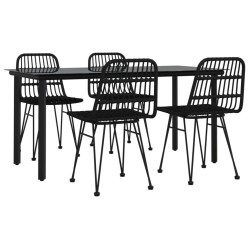 Ensemble à manger de jardin 5 pcs Noir Résine tressée 569730569730
