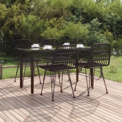 Ensemble à manger de jardin 5 pcs Noir Résine tressée 569731569731