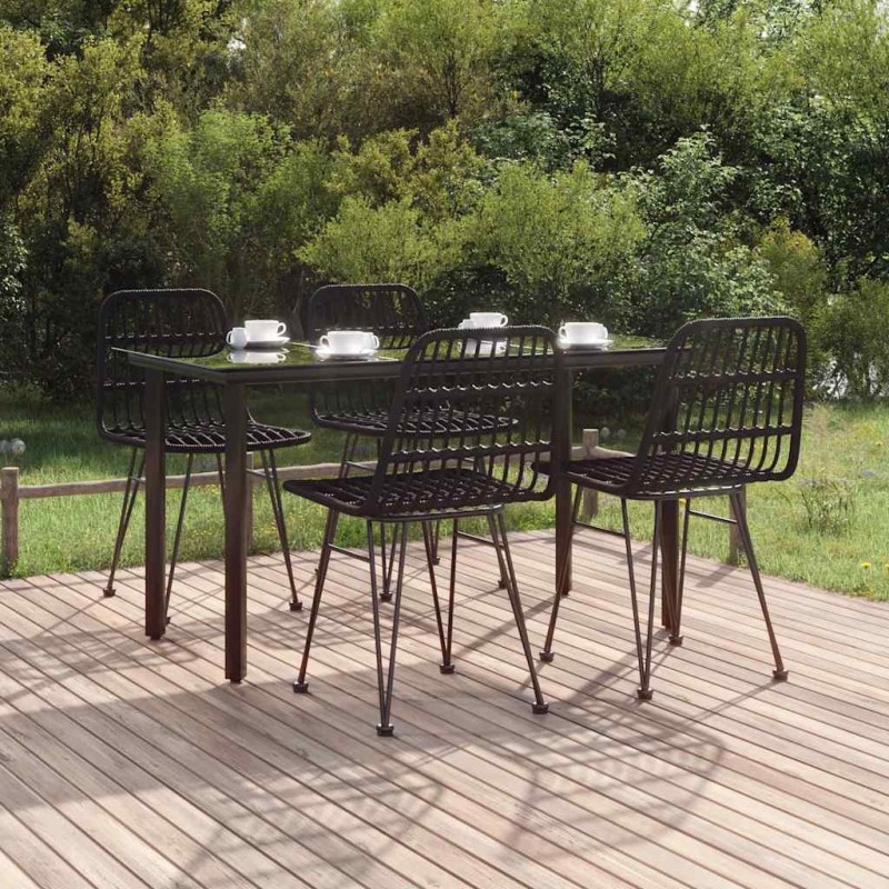 Ensemble à manger de jardin 5 pcs Noir Résine tressée 569731569731