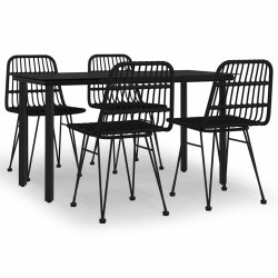 Ensemble à manger de jardin 5 pcs Noir Résine tressée 569731569731