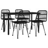 Ensemble à manger de jardin 5 pcs Noir Résine tressée 569731569731