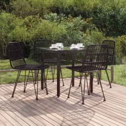 Ensemble à manger de jardin 5 pcs Noir Résine tressée 569732569732