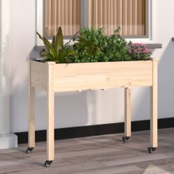 Jardinière sur roues avec doublure 118x59x80 cm bois de sapin 569748569748