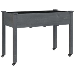 Jardinière sur roues avec doublure gris 118x59x80 cm bois sapin 569757569757