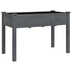 Jardinière sur roues avec doublure gris 118x59x80 cm bois sapin 569757569757
