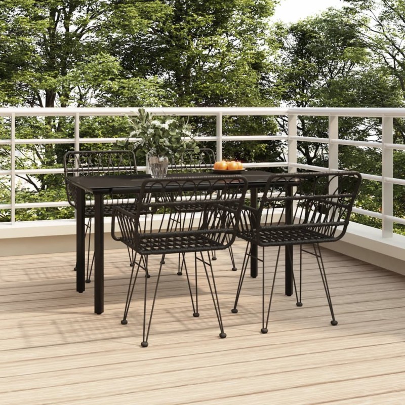 Ensemble à manger de jardin 5 pcs Noir Résine tressée 569764569764