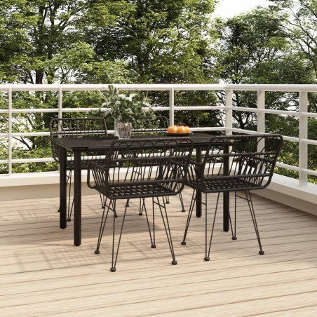 Ensemble à manger de jardin 5 pcs Noir Résine tressée 569764569764