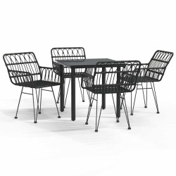 Ensemble à manger de jardin 5 pcs Noir Résine tressée 569765569765