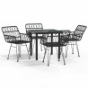 Ensemble à manger de jardin 5 pcs Noir Résine tressée 569765569765