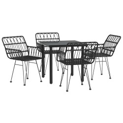 Ensemble à manger de jardin 5 pcs Noir Résine tressée 569765569765