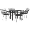 Ensemble à manger de jardin 5 pcs Noir Résine tressée 569765569765