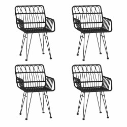 Ensemble à manger de jardin 5 pcs Noir Résine tressée 569765569765