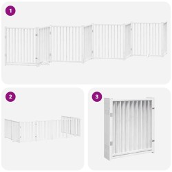 Barrière pour chien porte pliable 8panneaux blanc bois peuplier 569771569771