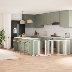 Barrière pour chien porte pliable 10 panneaux bois de peuplier 569783569783