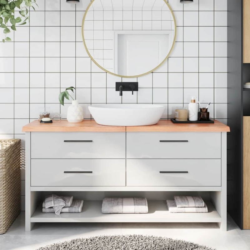 Comptoir de salle de bain marron 160x30x(2-4) cm bois traité 569784569784