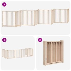 Barrière pour chien porte pliable 8 panneaux bois de peuplier 569785569785