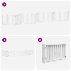 Barrière pour chien porte pliable 8panneaux blanc bois peuplier 569786569786