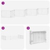 Barrière pour chien porte pliable 8panneaux blanc bois peuplier 569786569786
