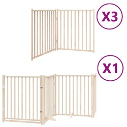 Barrière pour chien porte pliable 10 panneaux bois de peuplier 569787569787