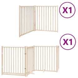 Barrière pour chien avec porte pliable 6 panneaux bois peuplier 569788569788
