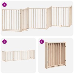 Barrière pour chien avec porte pliable 6 panneaux bois peuplier 569788569788