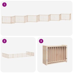 Barrière pour chien porte pliable 12 panneaux bois de peuplier 569789569789
