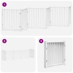 Barrière pour chien porte pliable 6panneaux blanc bois peuplier 569793569793