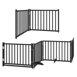Barrière pour chien porte pliable 8 panneaux noir bois peuplier 569795569795