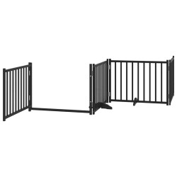 Barrière pour chien porte pliable 8 panneaux noir bois peuplier 569795569795